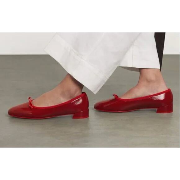 Christian Louboutin Sweetie Jane Flat Ballet Shoes Patent Leather Loubi Red 37.5 - Picture 3 of 14